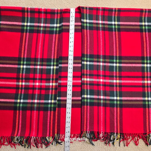 Vineyard Vines Merino Wool Tartan Wrap Red Plaid Soft - Picture 5 of 16